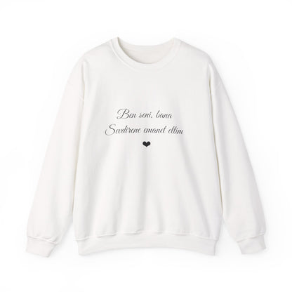 Crewneck Sweatshirt — 'Bon ami, bonne Souviens‑toi' Elegant Script Heart