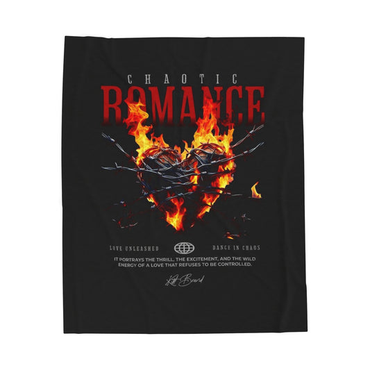 Velveteen Plush Blanket — "Chaotic Romance" Flaming Heart Throw