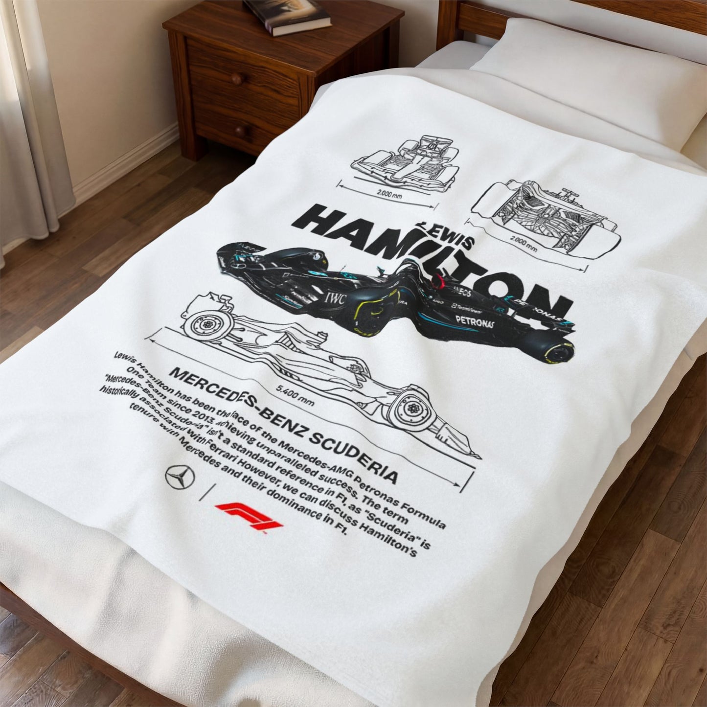 Lewis Hamilton Formula 1 Car Velveteen Plush Blanket