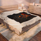 Velveteen Plush Blanket — "Chaotic Romance" Flaming Heart Throw