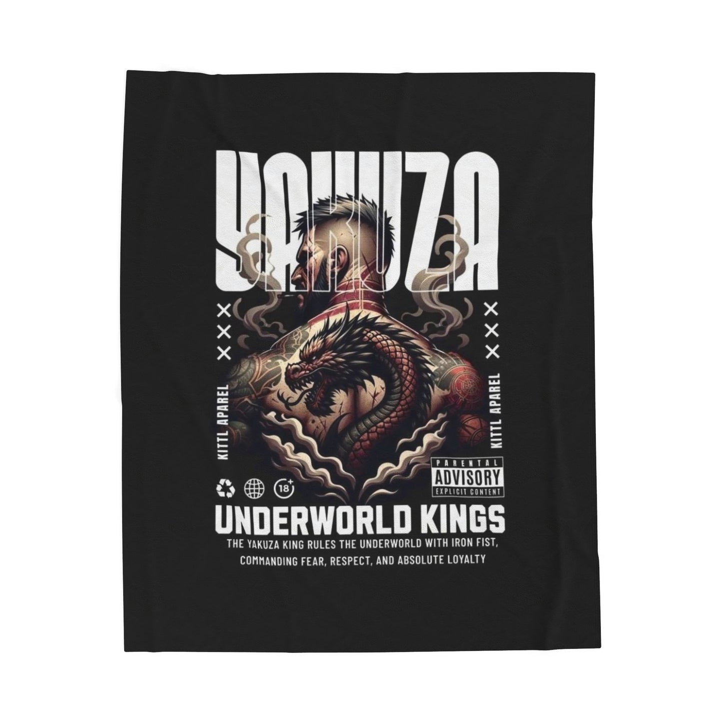 Underworld Kings Velveteen Plush Blanket — Yakuza Dragon Graphic Throw