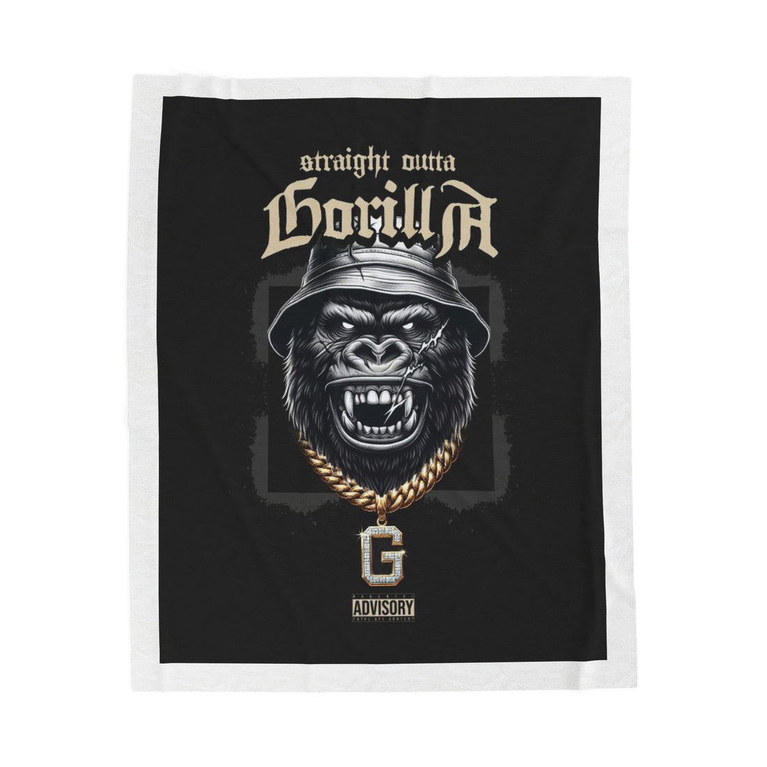 Straight Outta Gorilla Velveteen Plush Blanket — Urban Gorilla Graphic Throw