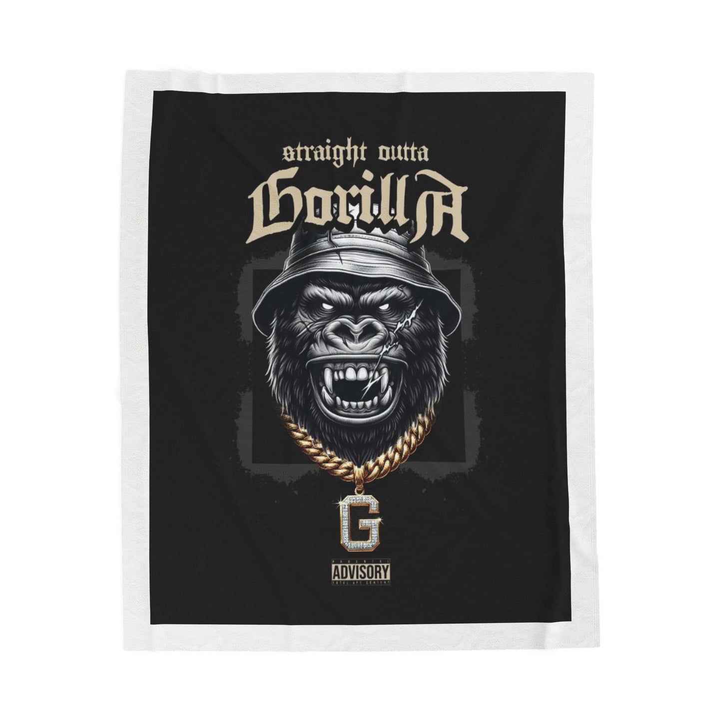 Straight Outta Gorilla Velveteen Plush Blanket — Urban Gorilla Graphic Throw