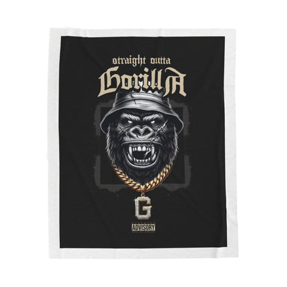 Straight Outta Gorilla Velveteen Plush Blanket — Urban Gorilla Graphic Throw