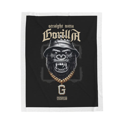 Straight Outta Gorilla Velveteen Plush Blanket — Urban Gorilla Graphic Throw
