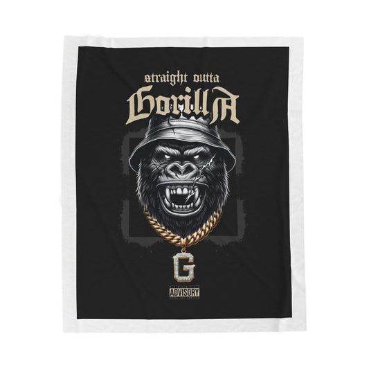 Straight Outta Gorilla Velveteen Plush Blanket — Urban Gorilla Graphic Throw