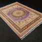 Handwoven Purple Medallion Pattern Pure Silk Rug