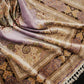 Handwoven Purple Medallion Pattern Pure Silk Rug