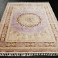 Handwoven Purple Medallion Pattern Pure Silk Rug