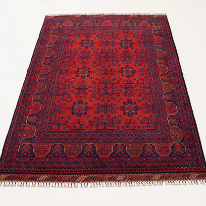 Handwoven Afghan Patterned Burgundy Wool Khamyap Rug