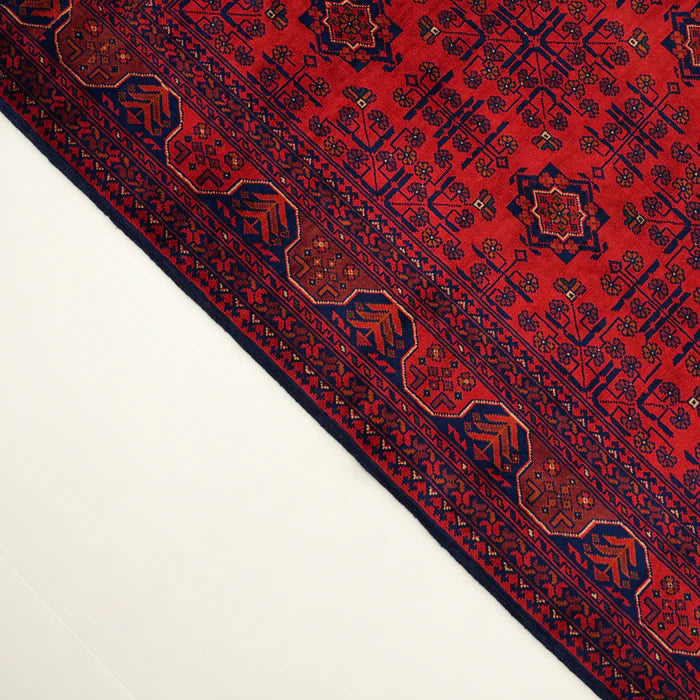 Handwoven Afghan Patterned Burgundy Wool Khamyap Rug
