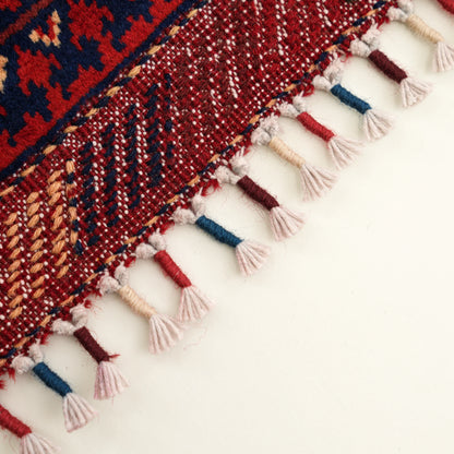 Handwoven Afghan Patterned Burgundy Wool Khamyap Rug