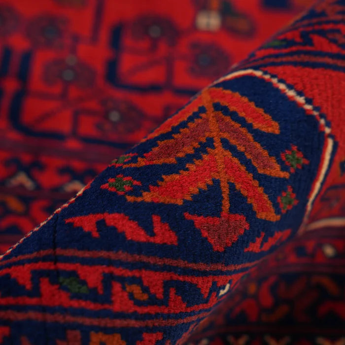 Handwoven Afghan Patterned Burgundy Wool Khamyap Rug