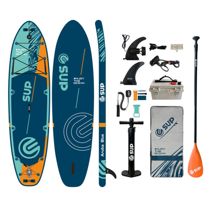 E SUP Wholesale 11 ft 6 Electric Inflatable Paddle Board Electric Fin Green Drop Stitch PVC/EVA Material for Lakes Rivers