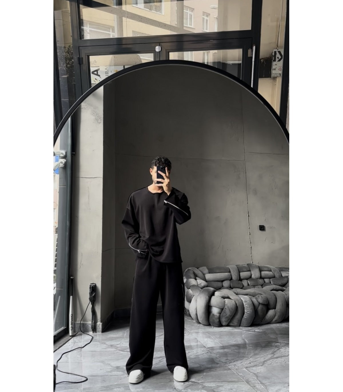 CUSTOM DESIGNED TRACKSUIT SET WITH SIDE ZIPPER DETAIL BLACK